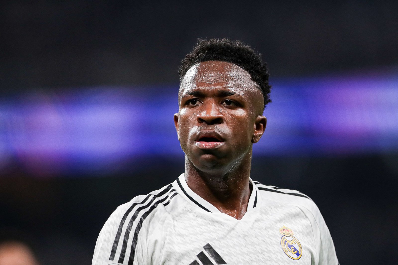 MADRID, SPAIN - 2024/11/05: Vinicius Junior of Real Madrid seen during the UEFA Champions League match between Real Madrid and AC Milan at Estadio Santiago Bernabeu. Final Score; Real Madrid 1:3 AC Milan. (Photo by Grzegorz Wajda/SOPA Images/LightRocket via Getty Images)